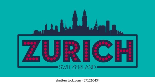 Zurich Switzerland city skyline typographic illustration vector design