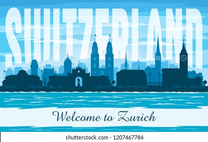 Zurich Switzerland city skyline vector silhouette illustration
