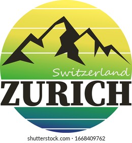 Zurich Switzerland Label Stamp Icon Design Tourism