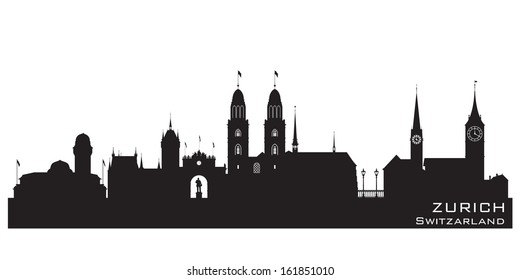 Zurich Switzerland skyline Detailed vector silhouette