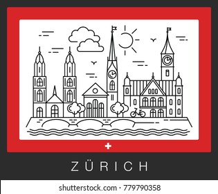 Zurich, Switzerland. View of the city attractions