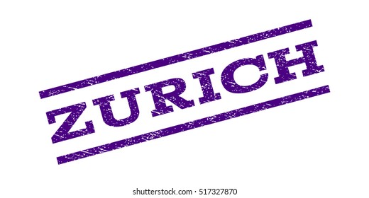 Zurich watermark stamp. Text caption between parallel lines with grunge design style. Rubber seal stamp with unclean texture. Vector indigo blue color ink imprint on a white background.