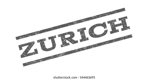 Zurich watermark stamp. Text caption between parallel lines with grunge design style. Rubber seal stamp with dirty texture. Vector grey color ink imprint on a white background.