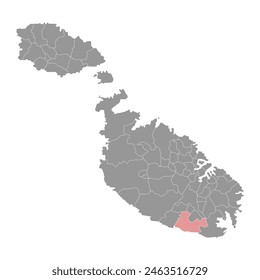 Bezirkskarte von Zurrieq, administrative Division von Malta. Vektorillustration.