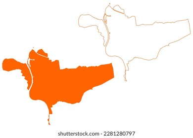Zutphen city and municipality (Kingdom of the Netherlands, Holland, Gelderland or Guelders province) map vector illustration, scribble sketch Zutphen map