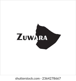 Zuwara Libya map and black lettering design on white background