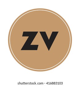 zv brown letters ,abstract background logo, design identity in circle, alphabet letter