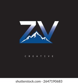 ZV Creative Mountain Logo Bold Gradient Letter mark Branding Design for Business Outdoor Brands