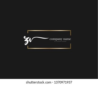 ZV handwriting initial  logo vector