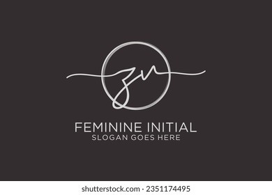 ZV handwriting logo with circle template vector logo of initial signature, wedding, fashion, floral and botanical with creative template.