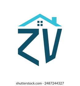 ZV House Logo Design Template. Letter ZV Logo for Real Estate, Construction or any House Related Business