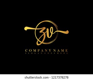 ZV initial handwriting logo circle template vector