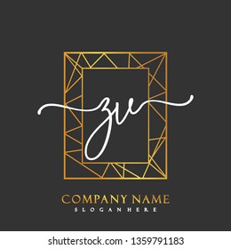 ZV Initial Handwriting logo template vector