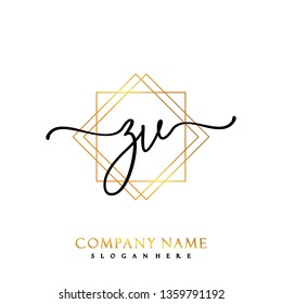 ZV Initial Handwriting logo template vector