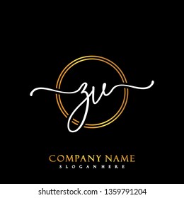 ZV Initial Handwriting logo template vector