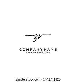 ZV Initial handwriting logo template vector