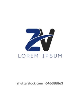 zv initial letter uppercase logo blue and black