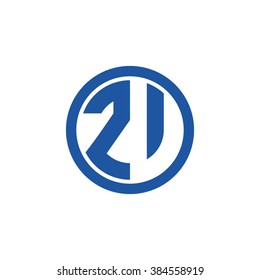ZV initial letters circle business logo blue