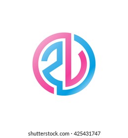 ZV initial letters looping linked circle logo pink blue