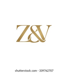 Z&V Initial logo. Ampersand monogram golden logo