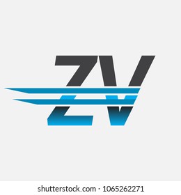 ZV initial logo company name colored black and blue, Simple and Modern Logo Design.
