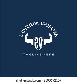 ZV initial monogram for fitnes or gym logo with creative style design