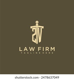 ZV initial monogram for lawfirm logo with sword style image