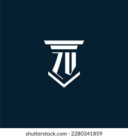 ZV initial monogram logo lawfirm with pillar design