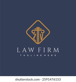 ZV initial monogram logo for lawfirm with pillar in creative square design