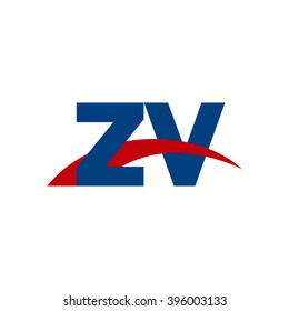 ZV initial overlapping swoosh letter logo blue red