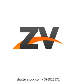 ZV initial overlapping swoosh letter logo black orange