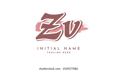 ZV Initials, handwriting logo vector