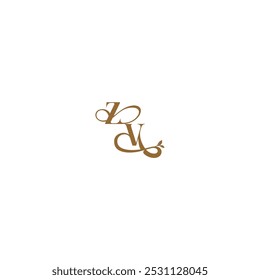 ZV letter initial leaf line modern organic logo monogram wedding concept