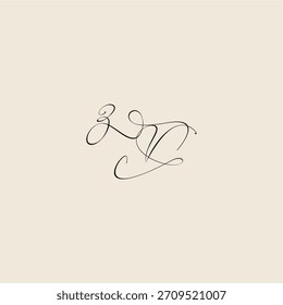 ZV letter initial royal design minimalist style curve monogram elegant concept logo