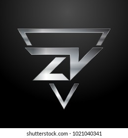 ZV Logo, Metal Logo, Silver Logo, Monogram, Polygon