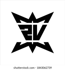 ZV Logo monogram with crown up down side design template on white background