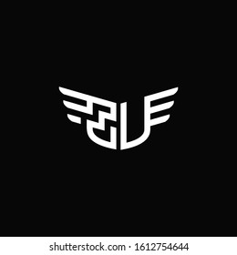 ZV logo monogram emblem shape with wings style ribbon design template