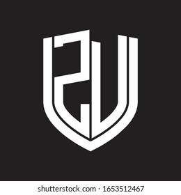 ZV Logo monogram with emblem shield design isolated on black background