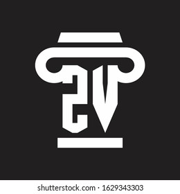 ZV Logo monogram with pillar style design template