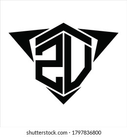 ZV Logo monogram with wings arrow around design template on white background