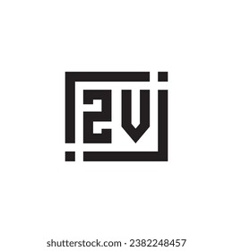 ZV minimalist geometric symbol logo in high quality professional design that will print well across any print media
