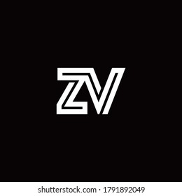 Logo de monograma ZV con plantilla de diseño de línea abstracta