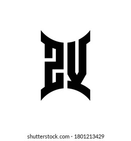 ZV monogram logo with curved side design template
