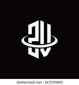 ZV monogram logo in a hexagon style and surrounded by a ring