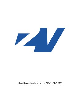 ZV negative space letter logo blue