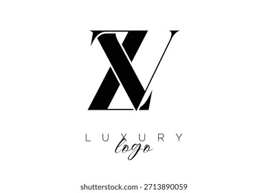ZV, zv Serif Letter Monogram Typography Logo for Elegant Premium Branding Identity