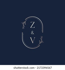 ZV wedding initial logo letters in high quality professional design that will print well across any print media