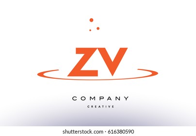 ZV Z V creative orange swoosh dots alphabet company letter logo design vector icon template