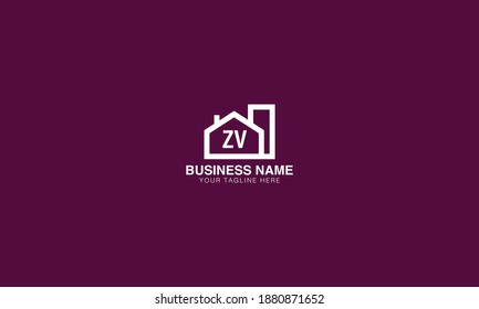 ZV Z V  Minimal initial real estate property house building flat vector logo design 