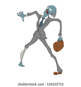 Zvector image of cartoon grey office zombie
